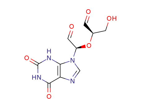 Molecular Structure of 88010-99-5 (2-[1-(2,6-dioxo-1,2,3,6-tetrahydro-9H-purin-9-yl)-2-oxoethoxy]-3-hydroxypropanal)