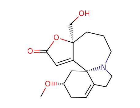 Molecular Structure of 80249-90-7 ((3aS,13aS)-3aα-Hydroxymethyl-12α-methoxy-3a,4,5,6,8,9,11,12-octahydro-2H,13H-furo[3',2':3,4]azepino[2,1-i]indol-2-one)