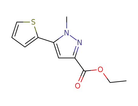 Molecular Structure of 868755-60-6 (ETHYL 1-METHYL-5-THIEN-2-YL-1H-PYRAZOLE-3-CARBOXYLATE)