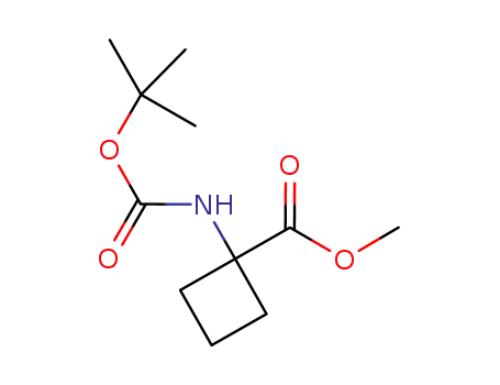 Molecular Structure of 880166-10-9 (Cyclobutanecarboxylic acid, 1-[[(1,1-diMethylethoxy)carbonyl]aMino]-, Methyl ester)
