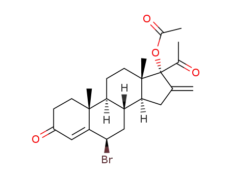 Molecular Structure of 6757-13-7 (17α-Acetoxy-3,20-dioxo-6β-brom-16-methylen-pregnen-4)