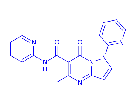 Molecular Structure of 87948-87-6 (5-methyl-7-oxo-N,1-dipyridin-2-yl-1,7-dihydropyrazolo[1,5-a]pyrimidine-6-carboxamide)
