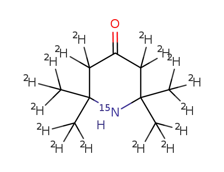 Molecular Structure of 61431-36-5 (4-oxo-2,2,6,6-tetra(<SUP>2</SUP>H<sub>3</sub>)methyl-(3,3,5,5-(<SUP>2</SUP>H<sub>4</sub>),1-<SUP>15</SUP>N)piperidine)