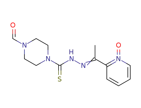 Molecular Structure of 87587-09-5 (4-({(E)-[(1Z)-1-(1-hydroxypyridin-2(1H)-ylidene)ethyl]diazenyl}carbonothioyl)piperazine-1-carbaldehyde)
