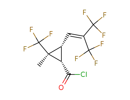 Molecular Structure of 121617-84-3 (2-Methyl-2-(trifluormethyl)-3-<3,3,3-trifluor-2-(trifluormethyl)-1-propenyl>cyclopropancarbonsaeurechlorid)