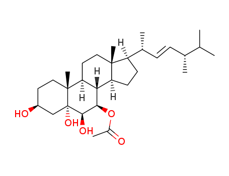 Molecular Structure of 107168-57-0 (Ergost-22-ene-3,5,6,7-tetrol,7-acetate, (3b,5a,6b,7b,22E)- (9CI))