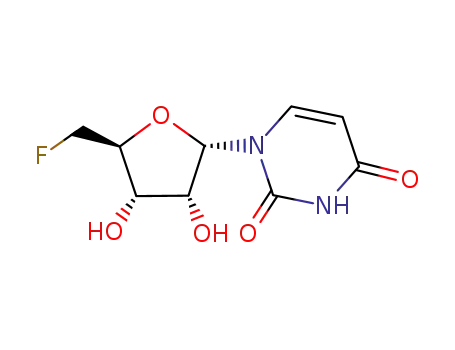 Molecular Structure of 81002-69-9 (1-(5-deoxy-5-fluoropentofuranosyl)pyrimidine-2,4(1H,3H)-dione)