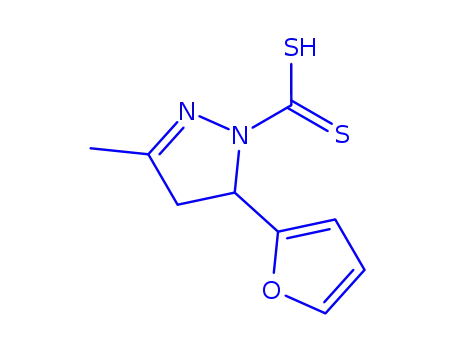 Molecular Structure of 807270-86-6 (1H-Pyrazole-1-carbodithioicacid,5-(2-furanyl)-4,5-dihydro-3-methyl-(9CI))