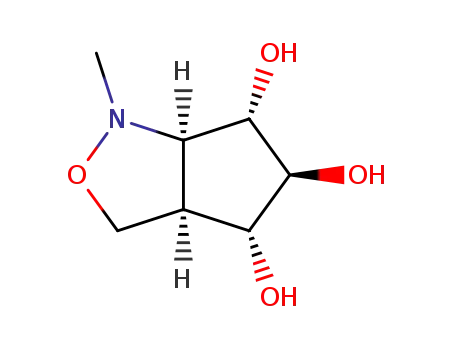Molecular Structure of 88111-79-9 (1H-Cyclopentcisoxazole-4,5,6-triol, hexahydro-1-methyl-, 3aR-(3a.alpha.,4.alpha.,5.beta.,6.alpha.,6a.alpha.)-)