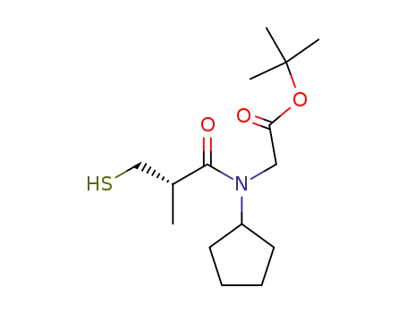 Molecular Structure of 93040-17-6 (Glycine, N-cyclopentyl-N-(3-mercapto-2-methyl-1-oxopropyl)-,
1,1-dimethylethyl ester, (S)-)