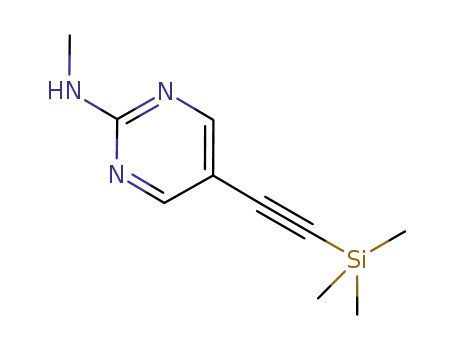 Molecular Structure of 884603-51-4 (N-methyl-5-(2-(trimethylsilyl)ethynyl)pyrimidin-2-amine)