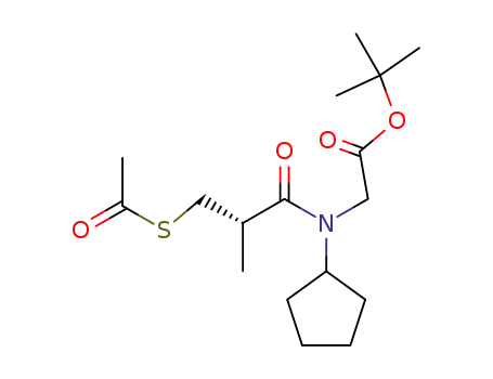 Molecular Structure of 93040-16-5 (Glycine, N-[3-(acetylthio)-2-methyl-1-oxopropyl]-N-cyclopentyl-,
1,1-dimethylethyl ester, (S)-)
