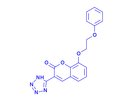 Molecular Structure of 80916-90-1 (8-(2-Phenoxyethyloxy)-3-(1H-tetrazol-5-yl)coumarin)