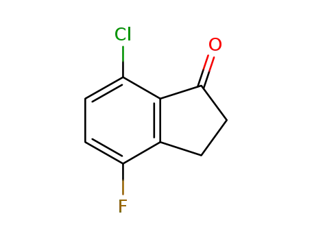 Molecular Structure of 881190-28-9 (7-CHLORO-4-FLUORO-1-INDANONE)
