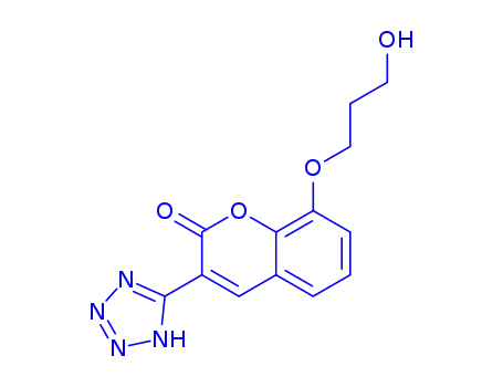 Molecular Structure of 80916-79-6 (2H-1-Benzopyran-2-one, 8-(3-hydroxypropoxy)-3-(1H-tetrazol-5-yl)-)