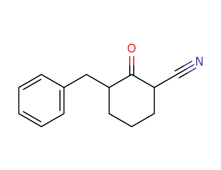 Molecular Structure of 81418-20-4 (3-Benzyl-2-oxo-cyclohexanecarbonitrile)