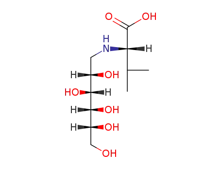 Molecular Structure of 88455-08-7 ((2S)-3-methyl-2-[[(2S,3R,4R,5R)-2,3,4,5,6-pentahydroxyhexyl]amino]buta noic acid)