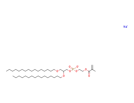 Molecular Structure of 105501-11-9 (2-Propenoic acid, 2-methyl-,
7-(hexadecyloxy)-4-hydroxy-3,5,9-trioxa-4-phosphapentacosan-1-yl
ester, P-oxide, sodium salt)