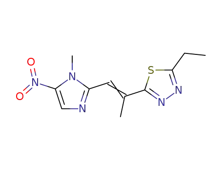Molecular Structure of 63264-92-6 (1,3,4-Thiadiazole,
2-ethyl-5-[1-methyl-2-(1-methyl-5-nitro-1H-imidazol-2-yl)ethenyl]-)