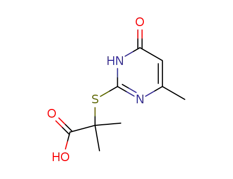 Molecular Structure of 14055-93-7 (α-(4-methyl-6-oxo-1,6-dihydro-pyrimidin-2-ylmercapto)-isobutyric acid)