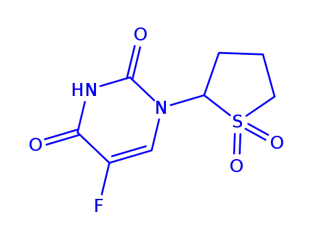 Molecular Structure of 81486-02-4 (1-(2'-tetrahydrothienyl)-5 fluorouracil-1-'1'-dioxide)
