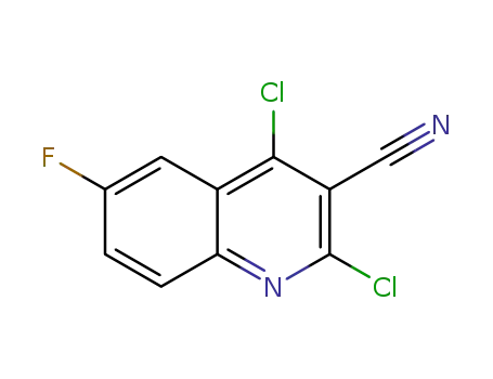 Molecular Structure of 881313-89-9 (2,4-Dichloro-6-fluoro-3-quinolinecarbonitrile)