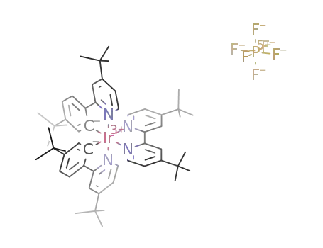 Molecular Structure of 808142-80-5 (Iridium(1+),[4,4'-bis(1,1-dimethylethyl)-2,2'-bipyridine-κN1,κN1']bis[5-(1,1-dimethylethyl)-2-[4-(1,1-dimethylethyl)-2-pyridinyl-κN]phenyl-κC]-,(OC-6-33)-,hexafluorophosphate(1-))