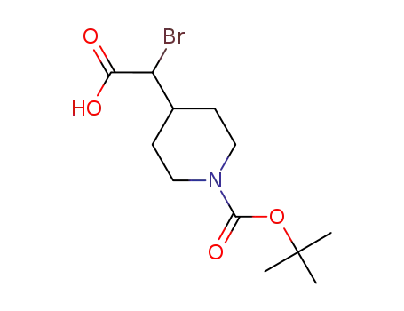 Molecular Structure of 881016-89-3 (A-BROMO-1-[(1,1-DIMETHYLETHOXY)CARBONYL]-4-PIPERIDINEACETIC ACID)