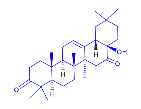 Molecular Structure of 81426-90-6 (17-Hydroxy-28-nor-5α-oleana-12-ene-3,16-dione)