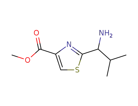 Molecular Structure of 103929-32-4 (4-Thiazolecarboxylic acid, 2-(1-amino-2-methylpropyl)-, methyl ester,
(R)-)