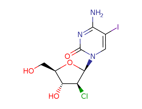 2(1H)-Pyrimidinone, 1-(2-chloro-2-deoxy-.beta.-L-ribofuranosyl)-3,4-dihydro-4-imino-5-iodo- cas  80791-94-2