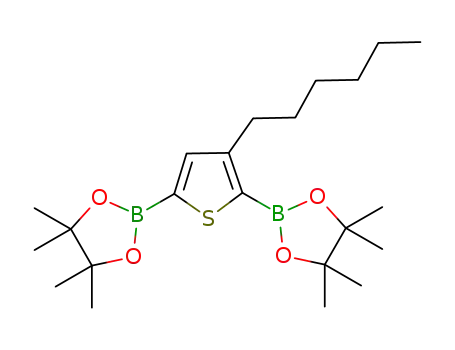 Molecular Structure of 615288-49-8 (2-(3-hexyl-5-(4,4,5,5-tetramethyl-1,3,2-dioxaborolan-2-yl)thiophen-2-yl)-4,4,5,5-tetramethyl-1,3,2-dioxaborolane)