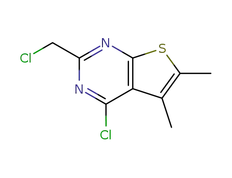 Molecular Structure of 88203-19-4 (4-CHLORO-2-CHLOROMETHYL-5,6-DIMETHYL-THIENO[2,3-D]PYRIMIDINE)