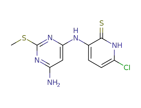 Molecular Structure of 81587-41-9 (3-{[6-amino-2-(methylsulfanyl)pyrimidin-4-yl]amino}-6-chloropyridine-2(1H)-thione)