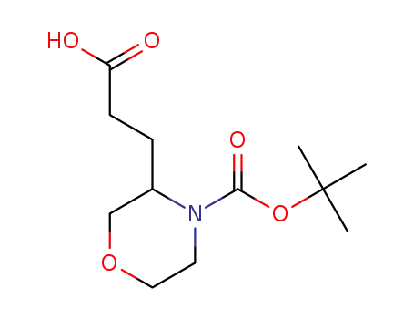 Molecular Structure of 885274-05-5 (3-(2-CARBOXY-ETHYL)-MORPHOLINE-4-CARBOXYLIC ACID TERT-BUTYL ESTER)