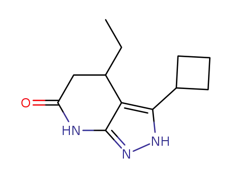 Molecular Structure of 817640-95-2 (6H-Pyrazolo[3,4-b]pyridin-6-one,3-cyclobutyl-4-ethyl-1,2,4,5-tetrahydro-(9CI))
