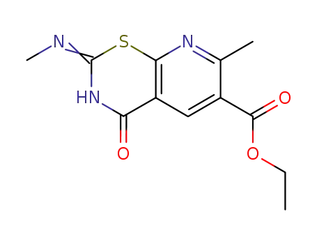 Molecular Structure of 81960-07-8 (2H-Pyrido(3,2-e)(1,3)thiazine-6-carboxylic acid, 3,4-dihydro-2-(methyl imino)-7-methyl-4-oxo-, ethyl ester)