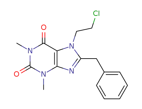 Molecular Structure of 81781-90-0 (8-benzyl-7-(2-chloroethyl)-1,3-dimethyl-3,7-dihydro-1H-purine-2,6-dione)