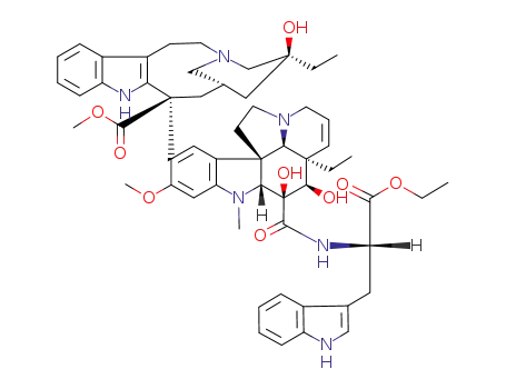 Molecular Structure of 81571-34-8 (Vincaleukoblastine, O(sup 4)-deacetyl-3-de(methoxycarbonyl)-3-(((2-eth oxy-1-(1H-indol-3-ylmethyl)-2-oxoethyl)amino)carbonyl)-, (3(R))-)