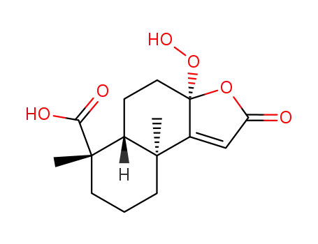Molecular Structure of 81801-25-4 (3a-hydroperoxy-6,9a-dimethyl-2-oxo-2,3a,4,5,5a,6,7,8,9,9a-decahydronaphtho[2,1-b]furan-6-carboxylic acid)