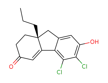 Molecular Structure of 101165-87-1 (3H-Fluoren-3-one,
5,6-dichloro-1,2,9,9a-tetrahydro-7-hydroxy-9a-propyl-, (R)-)