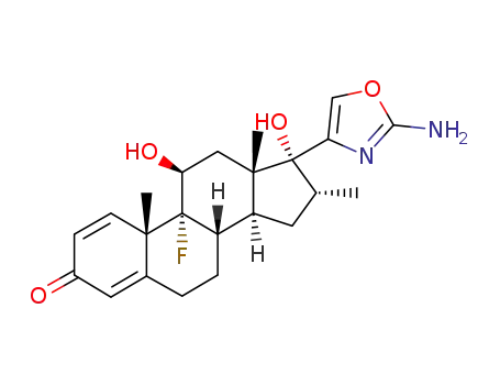 Molecular Structure of 99646-91-0 (17β-(2-aminooxazol-4-yl)-9α-fluoro-11β,17α-dihydroxy-16α-methylandrosta-1,4-dien-3-one)