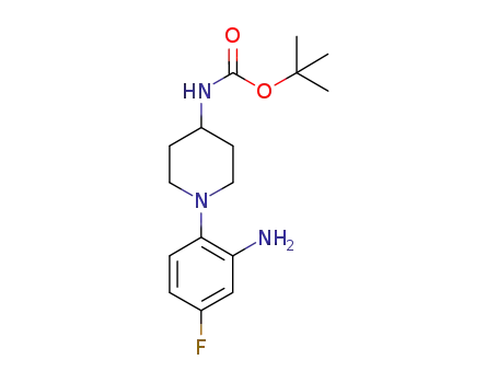 Molecular Structure of 885262-26-0 (tert-butyl 1-(2-amino-4-fluorophenyl)piperidin-4-ylcarbamate)