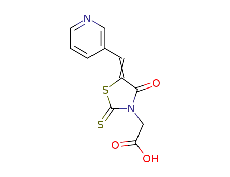 Molecular Structure of 82158-60-9 ([4-oxo-5-(pyridin-3-ylmethylidene)-2-thioxo-1,3-thiazolidin-3-yl]acetic acid)