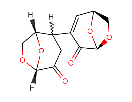 .beta.-D-erythro-Hexopyranos-2-ulose, 1,6-anhydro-3,4-dideoxy-4-(4-oxo-6,8-dioxabicyclo3.2.1oct-2-en-3-yl)-, (1S-cis)-