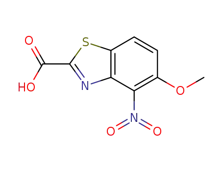 Molecular Structure of 886745-59-1 (5-methoxy-4-nitrobenzo[d]thiazole-2-carboxylic acid)