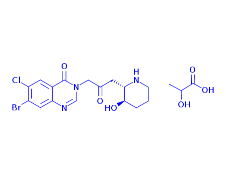 7-bromo-6-chloro-3-[3-[(3R)-3-hydroxy-2-piperidyl]-2-oxo-propyl]quinazolin-4-one; 2-hydroxypropanoic acid