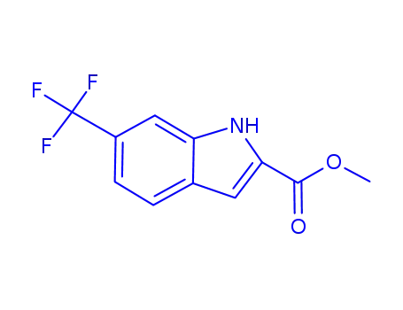 Molecular Structure of 887360-34-1 (Methyl 6-(trifluoromethyl)-1H-indole-2-carboxylate ,97%)