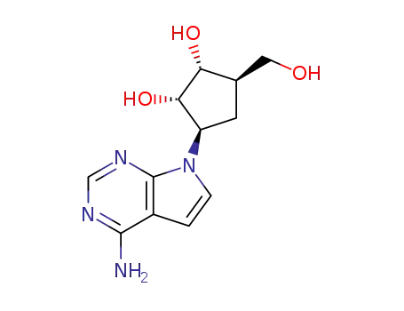 Molecular Structure of 88767-13-9 (3-(4-Amino-1H-pyrrolo(2,3-d)pyrimidin-1-yl)-5-(hydroxymethyl)-1,2-cycl opentanediol)