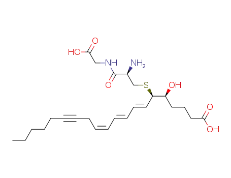 Molecular Structure of 82850-14-4 ((7E,9E,11Z)-(5S,6R)-6-[(R)-2-Amino-2-(carboxymethyl-carbamoyl)-ethylsulfanyl]-5-hydroxy-icosa-7,9,11-trien-14-ynoic acid)